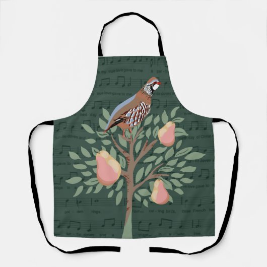Partridge in a pear tree Christmas Carole on green Schürze (Vorderseite)