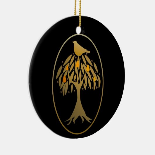 Partridge in a Pear Tree Gold Keramik Keramik Ornament (Rechts)