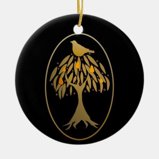 Partridge in a Pear Tree Gold Keramik Keramik Ornament (Vorne)