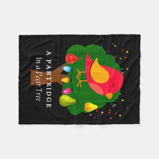 Partridge In A Pear Tree Twelve Days Of Christmas Fleecedecke (Vorderseite (Horizontal))