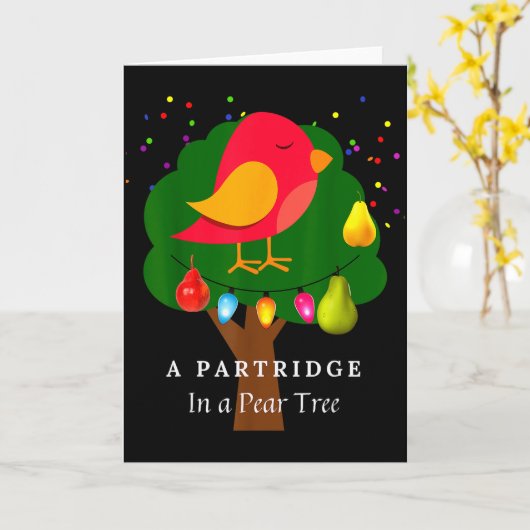 Partridge In A Pear Tree Twelve Days Of Christmas  Karte (Gelbe Blume)