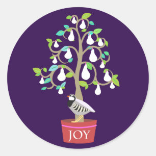 Partridge in einem Birnenbaum-Aufkleber Runder Aufkleber