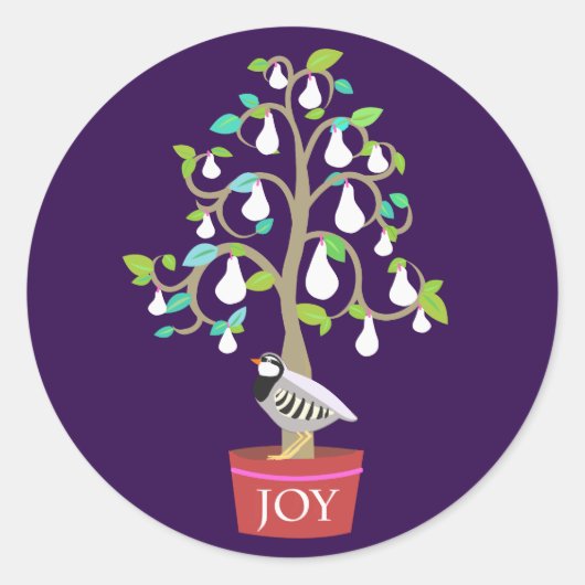 Partridge in einem Birnenbaum-Aufkleber Runder Aufkleber (Vorderseite)