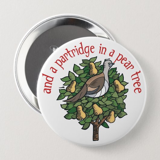 Partridge in einem Birnenbaum Button (Vorne & Hinten)