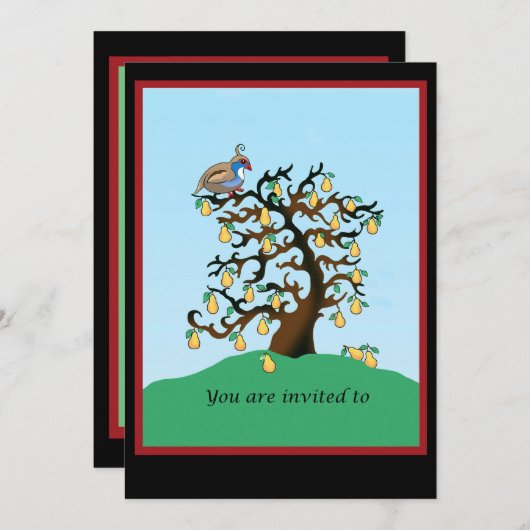Partridge in einem Birnenbaum Einladung (Vorne/Hinten)