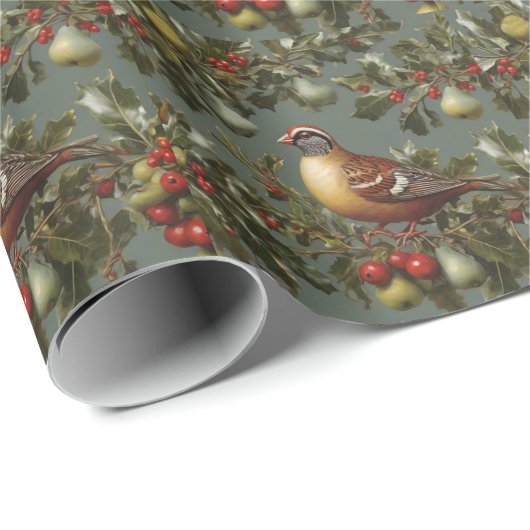 Partridge in einem Birnenbaum Geschenkpapier (Rolleneckpunkt)
