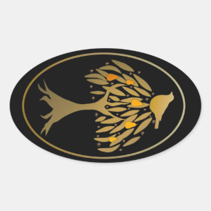 Partridge in einem Birnenbaum Gold Ovaler Aufkleber