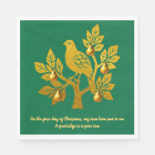 Partridge in einem Birnenbaum Grün Gold Weihnachte Serviette (Vorderseite)