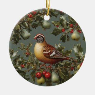 Partridge in einem Birnenbaum Keramik Ornament