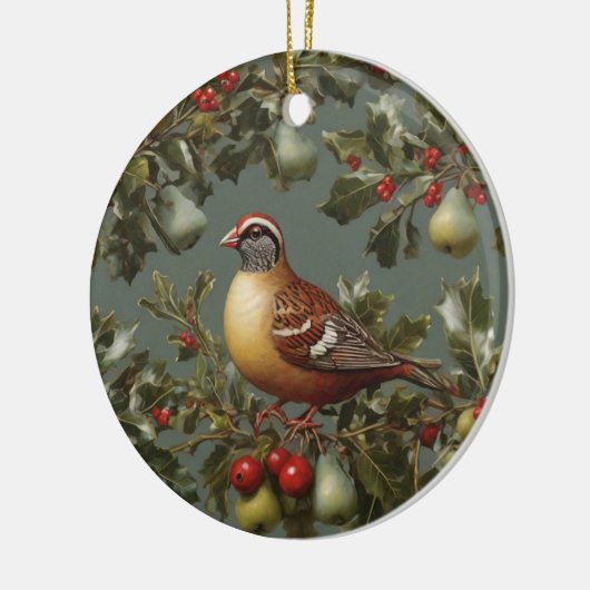 Partridge in einem Birnenbaum Keramik Ornament (Links)