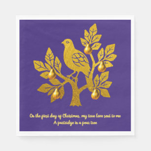 Partridge in einem Birnenbaum Lila Weihnachtszeit Serviette