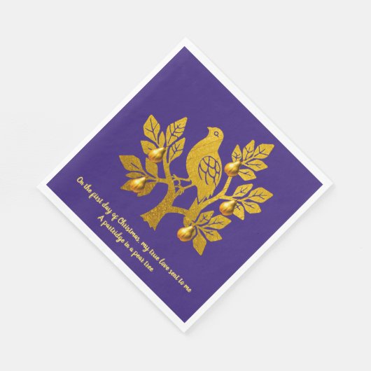 Partridge in einem Birnenbaum Lila Weihnachtszeit Serviette (Ecke)