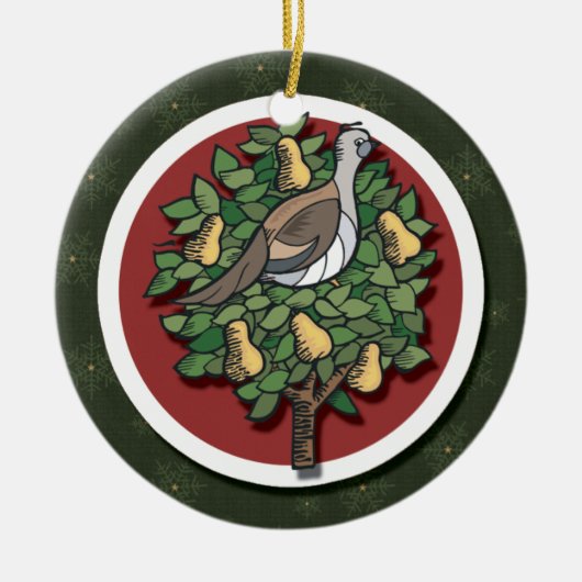 Partridge in einem Birnenbaum-Ornament Keramik Ornament (Vorne)