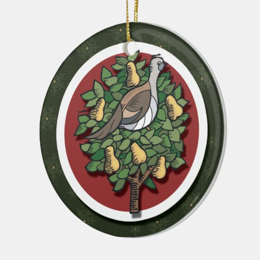 Partridge in einem Birnenbaum-Ornament Keramik Ornament (Links)