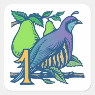 Partridge in einem Birnenbaum Quadratischer Aufkleber