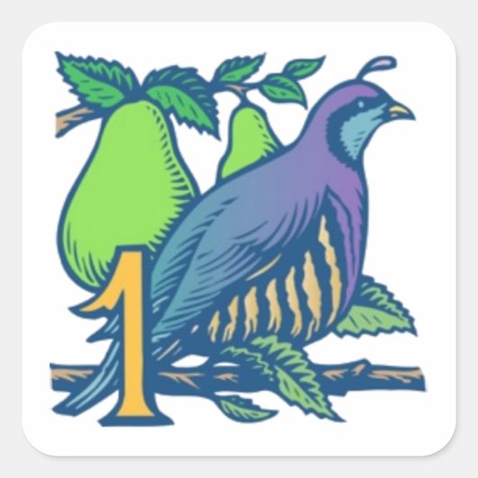 Partridge in einem Birnenbaum Quadratischer Aufkleber (Vorderseite)