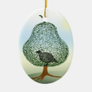 Partridge in einem Birnenbaum Weihnachten Keramik Ornament
