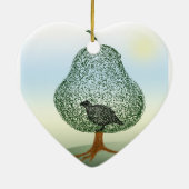 Partridge in einem Birnenbaum Weihnachtsherz Keramikornament (Hinten)