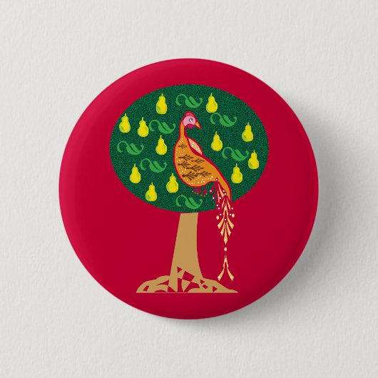 Partridge in einem Birnenbaum Weihnachtslied Button (Vorderseite)