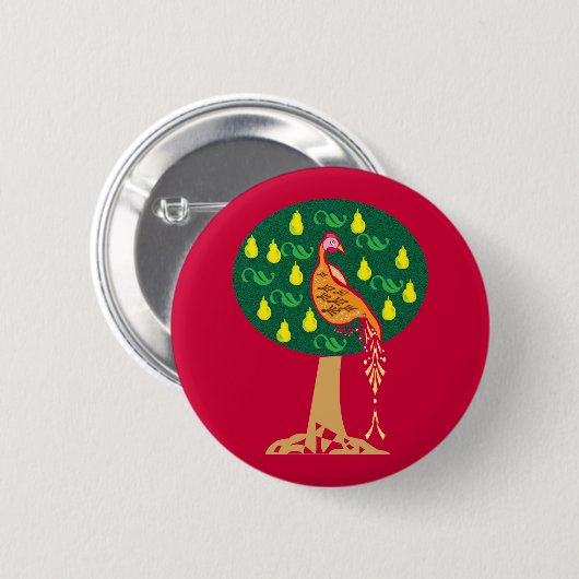 Partridge in einem Birnenbaum Weihnachtslied Button (Vorne & Hinten)