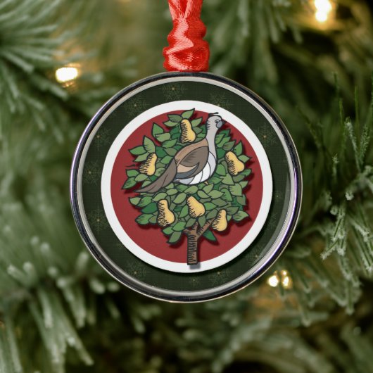 Partridge in einem Birnenbaumschmuck Silbernes Ornament (Baum)