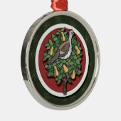 Partridge in einem Birnenbaumschmuck Silbernes Ornament (Rechts)