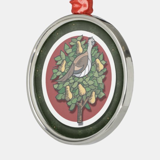 Partridge in einem Birnenbaumschmuck Silbernes Ornament (Links)