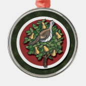 Partridge in einem Birnenbaumschmuck Silbernes Ornament (Vorne)
