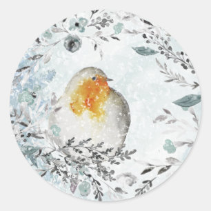Partridge in einem winterlichen blauen Kranz Runder Aufkleber