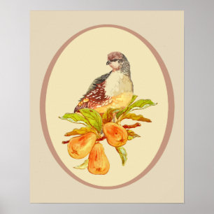 Partridge in einem Zitat zum Weihnachtslied der Bi Poster