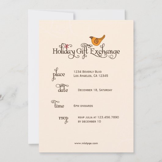 Partridge in einer Birnbaum-Geschenkbörse Einladung (Rückseite)