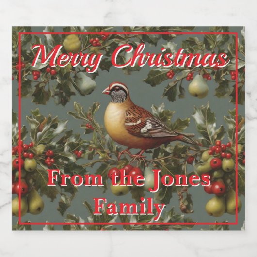 Partridge in einer Birne personalisieren Schaumweinetikett (Einzelnes Label)