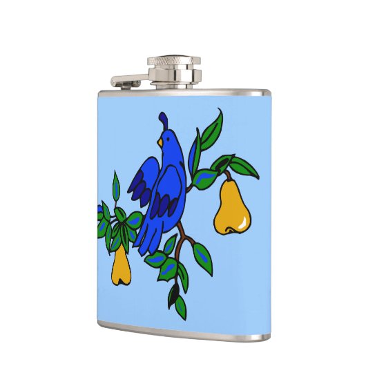 Partridge in einer Birnenbaumflasche Flachmann (Links)