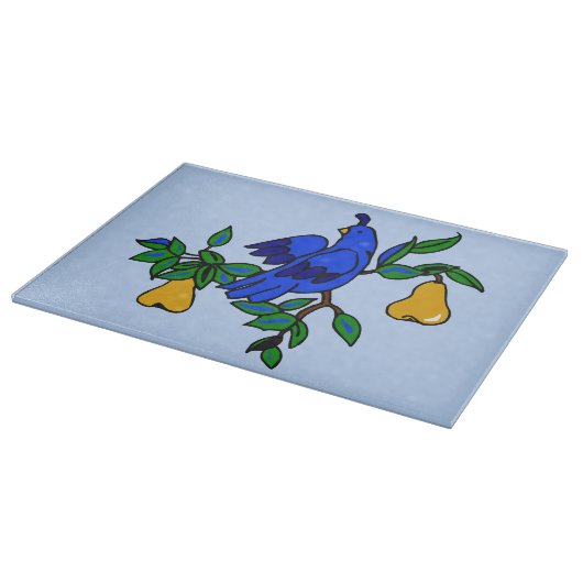 Partridge in einer Birnenbaumschneide Schneidebrett (Ecke)