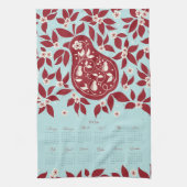 Partridge Pear Tree 2026 Calendar - Cranberry Geschirrtuch (Vertikal)