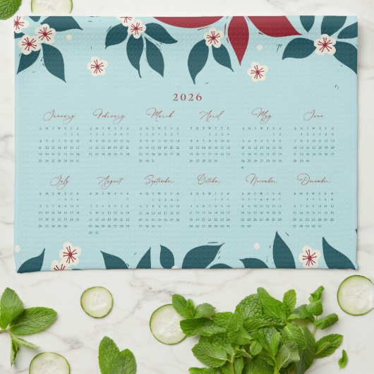 Partridge Pear Tree 2026 Calendar - Evergreen Geschirrtuch (Gefaltet)