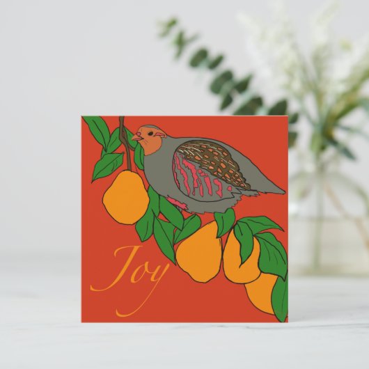 Partridge & Pears Joy! Feiertagskarte (Stehend Vorderseite)