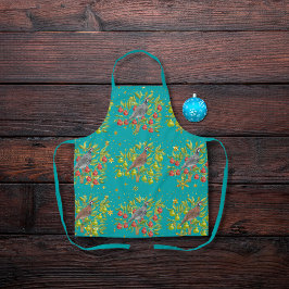 Partridges, Birnen und Schneeflocken, blaue Schürz Schürze