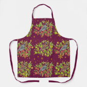 Partridges, Birnen und Schneeflocken bordeauxfarbe Schürze (Vorderseite)