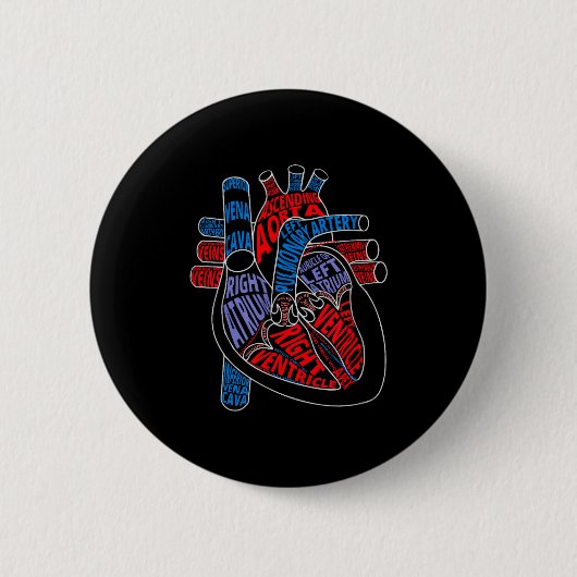 Parts Of Heart Anatomical Heart Gift For Cardiolog Button (Vorderseite)