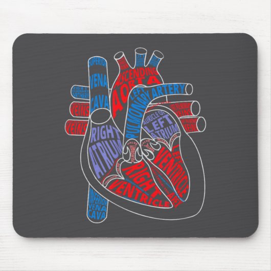 Parts Of Heart Anatomical Heart Gift For Cardiolog Mousepad (Vorne)
