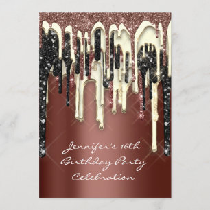 Party 16. Brown Brown Glitter Tropfen Einladung