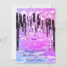 Party 16. Lips Pink Kiss Girly Meerjungfrau Tropfe Einladung