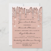 Party 16. Rote Kiss Lips Rose Glitzer Tropfen Park Einladung (Rückseite)