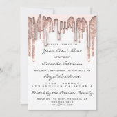 Party 16. Roter Kuss Lips Rose Glitzer Weißbraun Einladung (Rückseite)