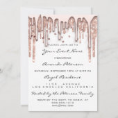 Party 16. Roter Kuss Lips Rose Glitzer Weißer Rosa Einladung (Rückseite)