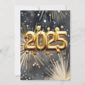 Party 2025 - Goldener Glitzer - Feuerwerkskörper i Einladung (Rückseite)