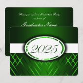 Party 2025: Grün und Weiß Einladung (Vorne/Hinten)