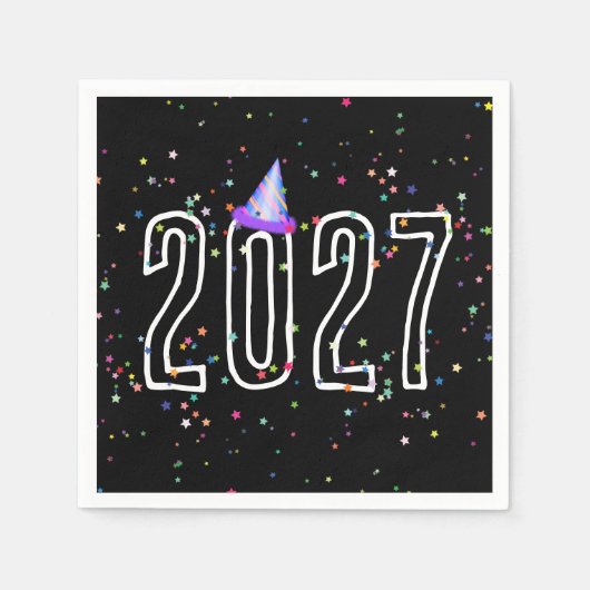 Party 2026 im Neujahr mit Sternen Serviette (Vorderseite)