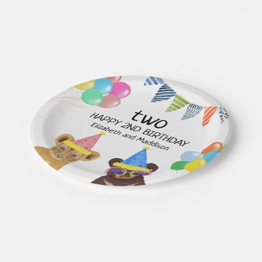 Party 2. Geburtstag Pappteller (Schrägansicht)